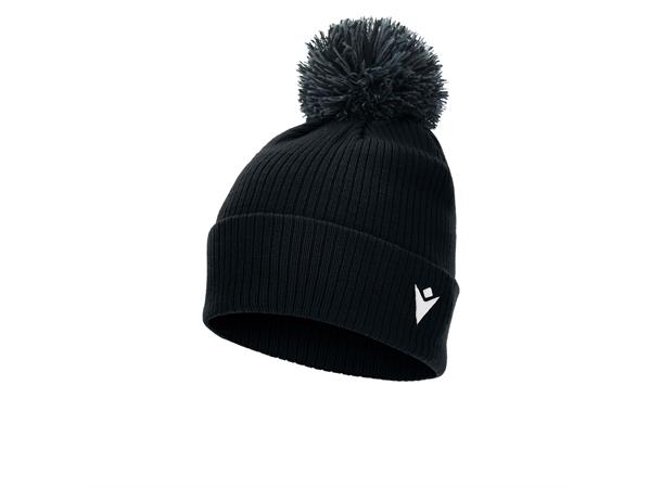 Snow PomPom Beanie BLK JR Klassisk lue med stor dusk 