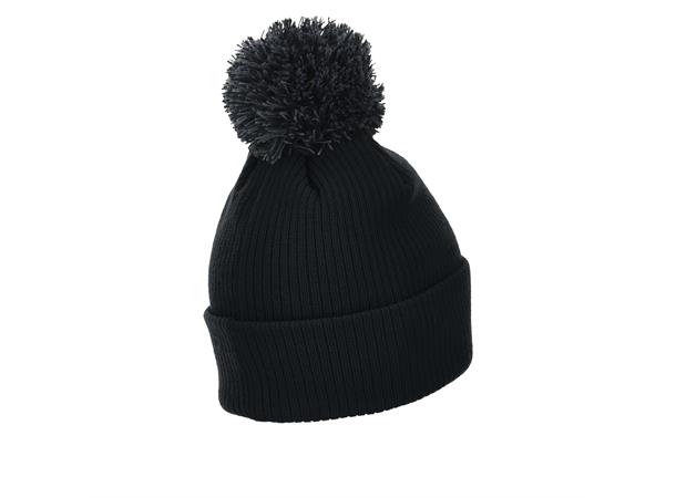 Snow PomPom Beanie BLK JR Klassisk lue med stor dusk 