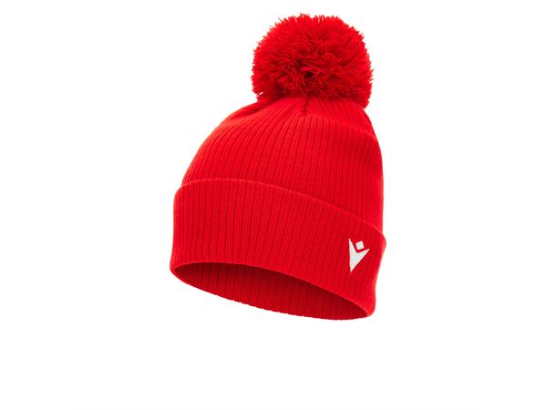 Snow PomPom Beanie RED JR Klassisk lue med stor dusk 